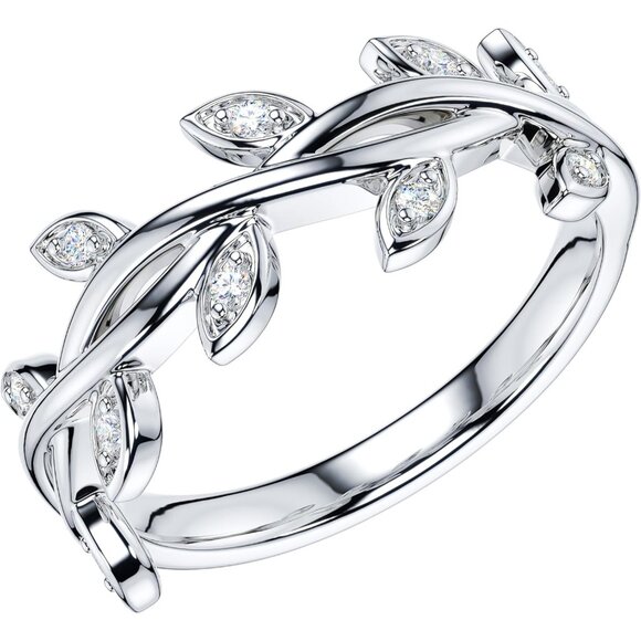 Women's Simulated Round Brilliant Diamond Sterling Silver Twisted Wedding Ring - Picture 2 of 6